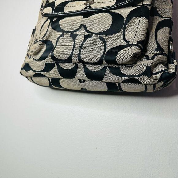 COACH Black Grey C Monogramed Shoulder Purse Crossbody Hand Bag - Picture 6 of 13